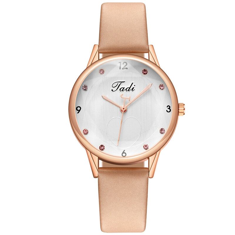 Mode Casual Elegant Sport Kvinder Ure Læderbånd Urskive Rose Gold Armbåndslegering Urkasse Quartz Watch