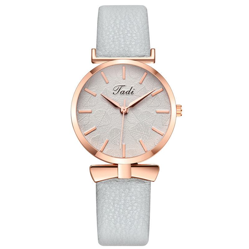 Mode Casual Elegante Kvinder Ure Læderbånd Urskive Rose Guld Armbåndslegering Urkasse Quartz Watch