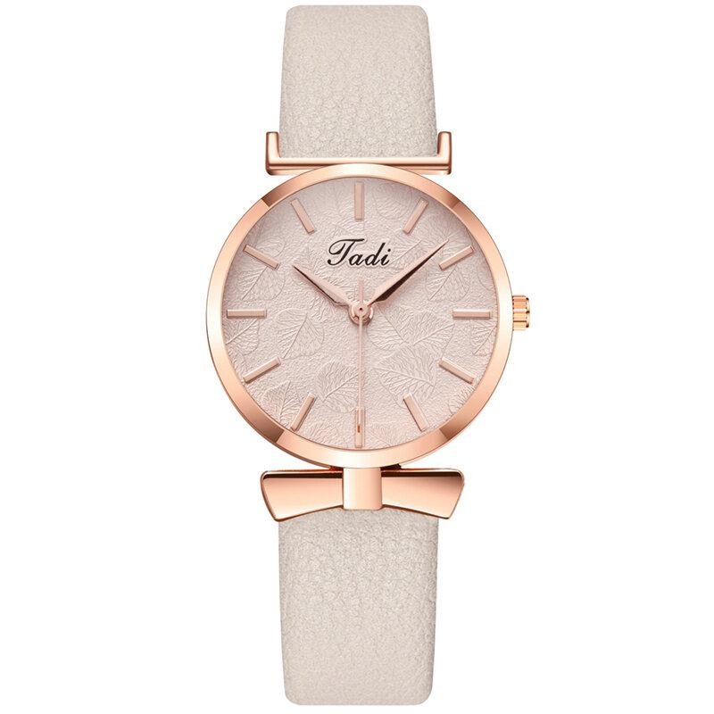 Mode Casual Elegante Kvinder Ure Læderbånd Urskive Rose Guld Armbåndslegering Urkasse Quartz Watch