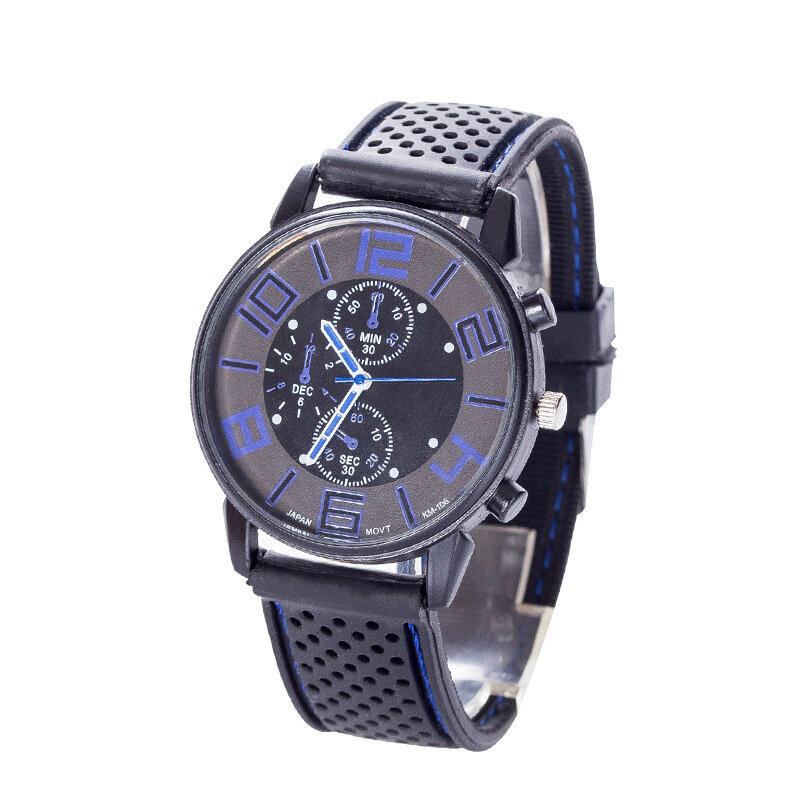 Mode Casual Læder Herre Business Watch Dekoreret Pointer Quartz Watch