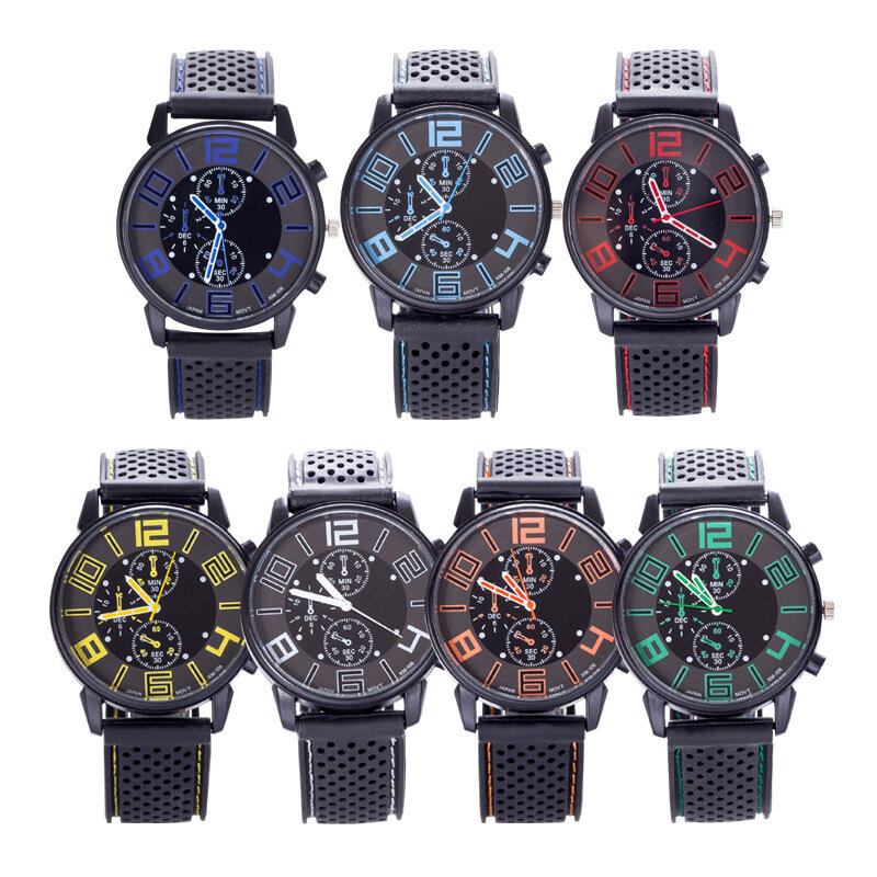 Mode Casual Læder Herre Business Watch Dekoreret Pointer Quartz Watch