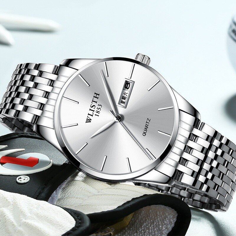 Mode Casual Mænd Ur Dato Uge Display Business 3atm Vandtæt Quartz Watch