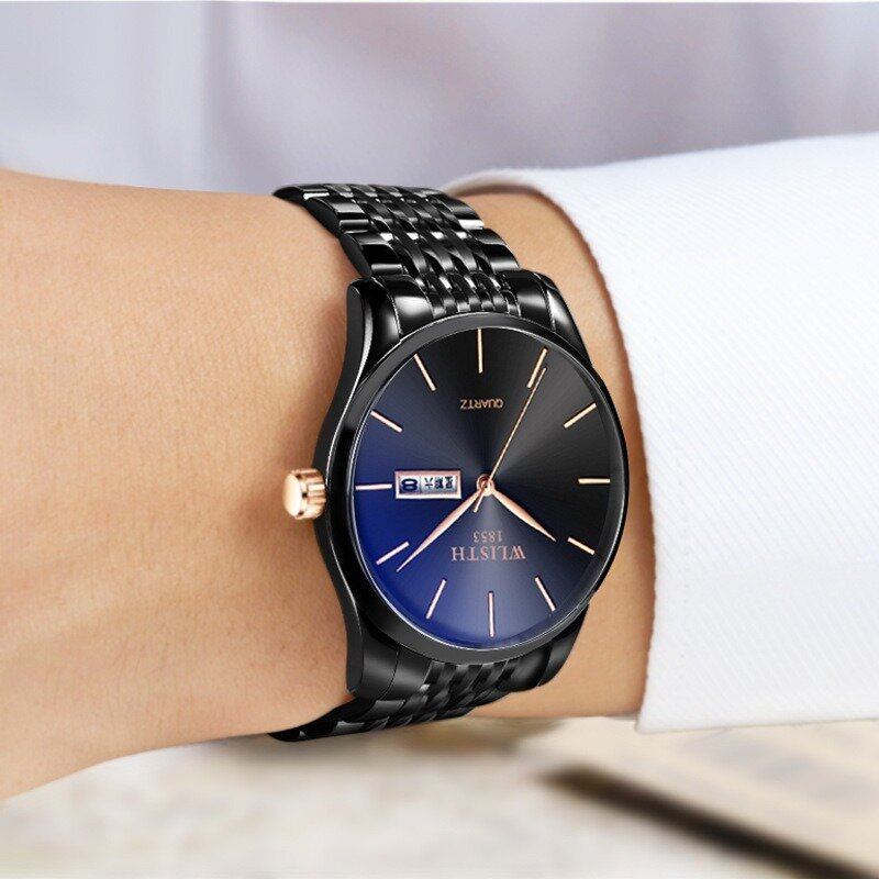 Mode Casual Mænd Ur Dato Uge Display Business 3atm Vandtæt Quartz Watch