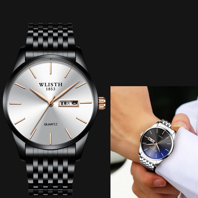 Mode Casual Mænd Ur Dato Uge Display Business 3atm Vandtæt Quartz Watch