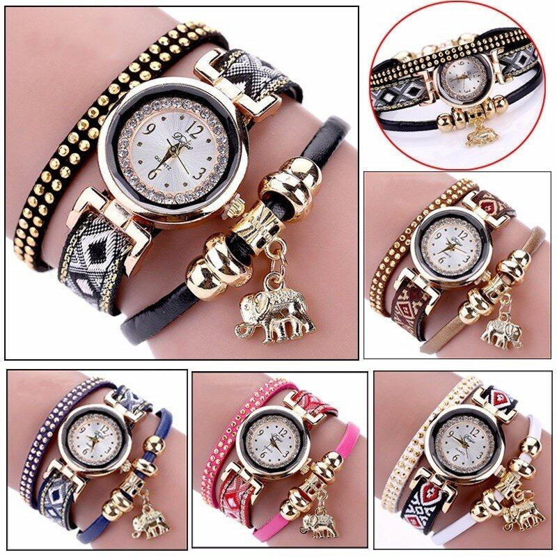 Mode Casual Nitte Diamond Elephant Pendant Kvinder Quartz Watch