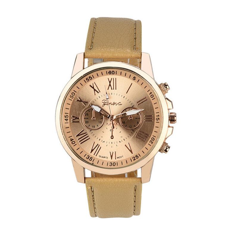 Mode Dameur Light Luxury Casual Læderrem Quartz Watch