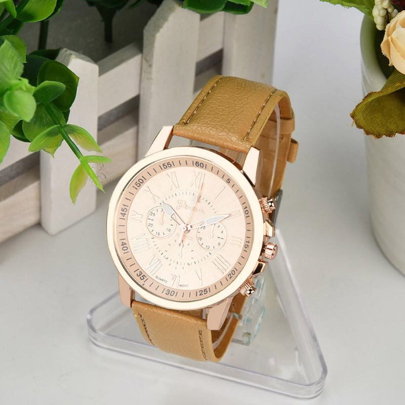 Mode Dameur Light Luxury Casual Læderrem Quartz Watch