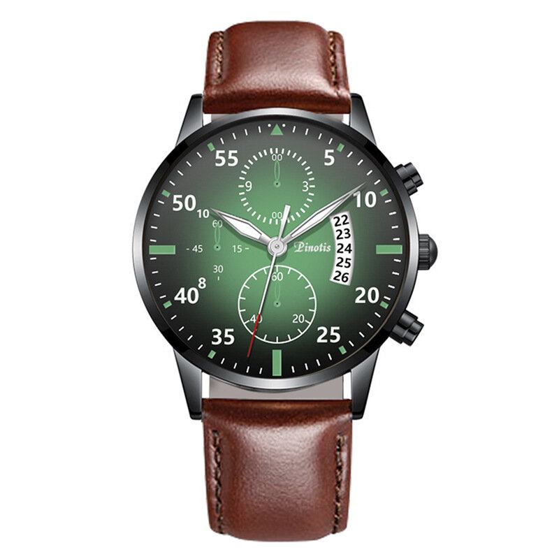 Mode Elegant Alloy Business Casual Sportsbælte Læderbånd Herre Quartz Watch