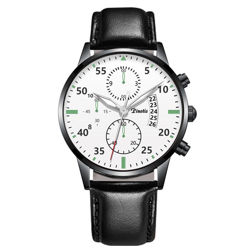 Mode Elegant Alloy Business Casual Sportsbælte Læderbånd Herre Quartz Watch