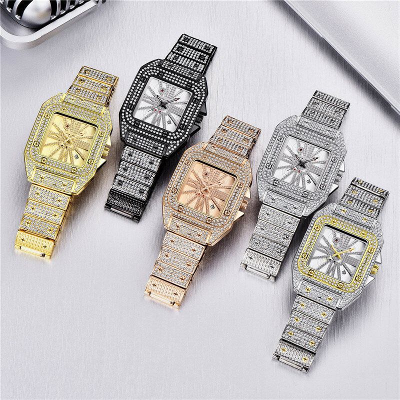 Mode Elegant Alloy Quartz Watch Diamond Cool Herreur Firkantet Urskive Form Quartz Watch