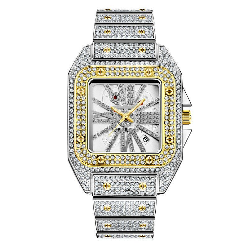 Mode Elegant Alloy Quartz Watch Diamond Cool Herreur Firkantet Urskive Form Quartz Watch