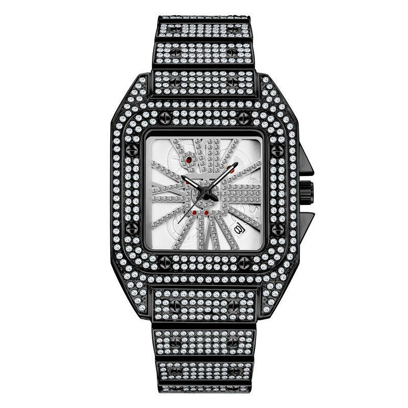 Mode Elegant Alloy Quartz Watch Diamond Cool Herreur Firkantet Urskive Form Quartz Watch