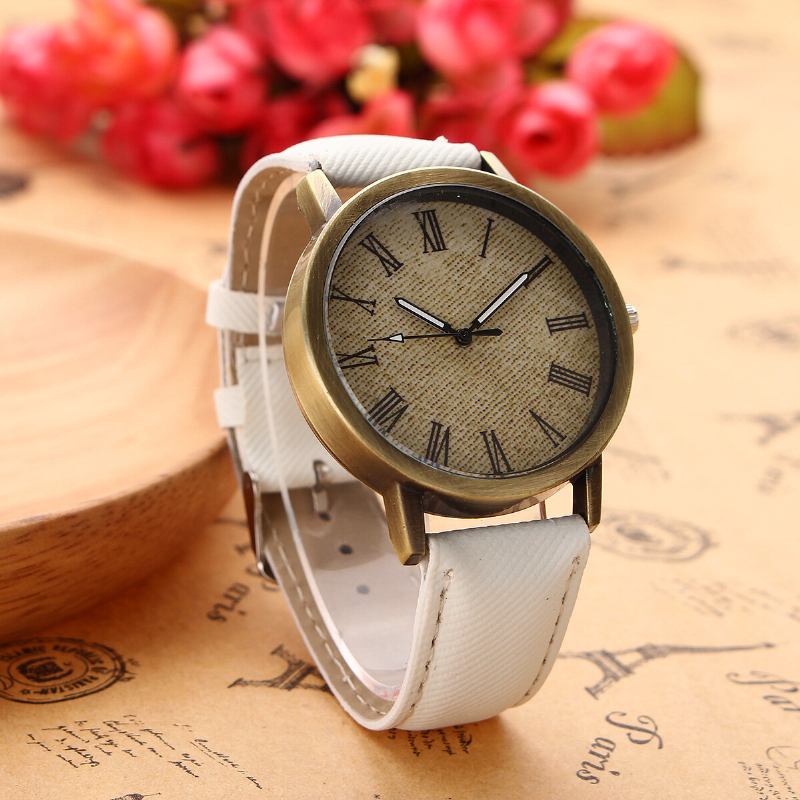 Mode Farverig Rem Denim Pu Rem Casual Urskive Mænd Kvinder Ur Quartz Watch