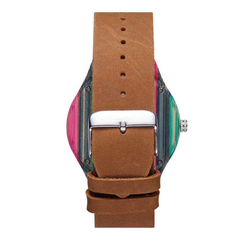 Mode Farverig Urkasse Læderrem Kreativ Stil Casual Herreur Quartz Watch