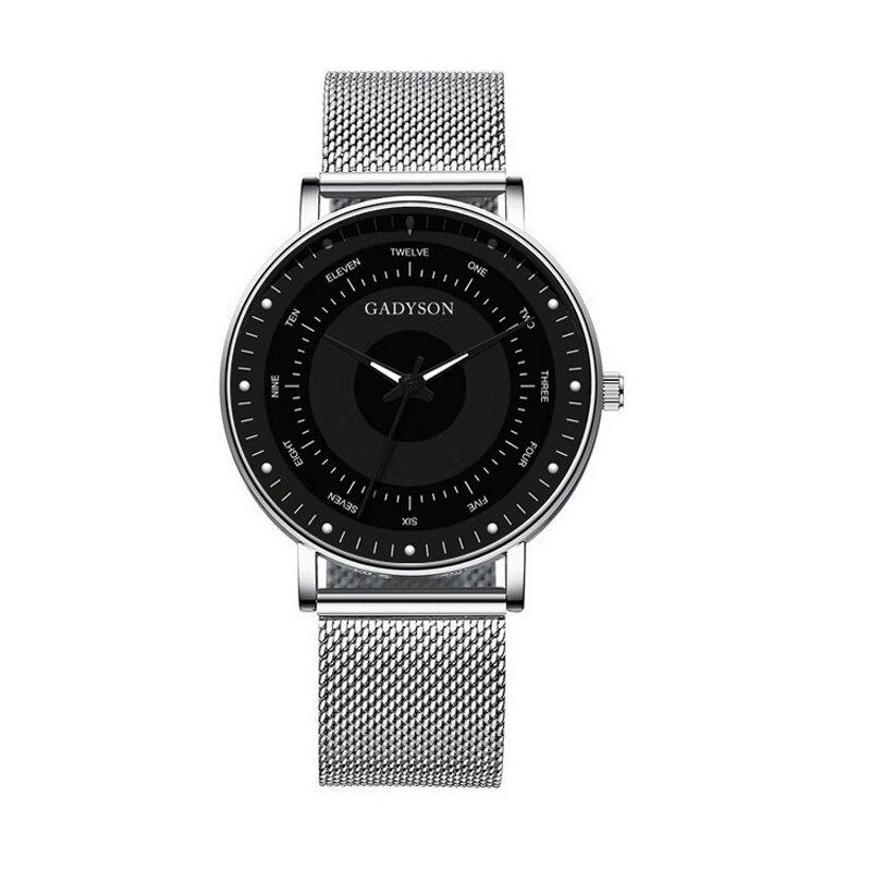 Mode Herreur Lysende Display Simple Business Rustfrit Stålrem Quartz Watch