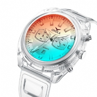 Mode Herreur Transparent Case Dato Display Chronograph Creative Trend Quartz Watch