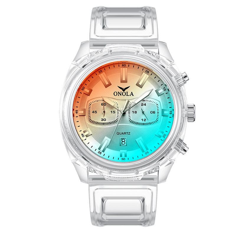 Mode Herreur Transparent Case Dato Display Chronograph Creative Trend Quartz Watch