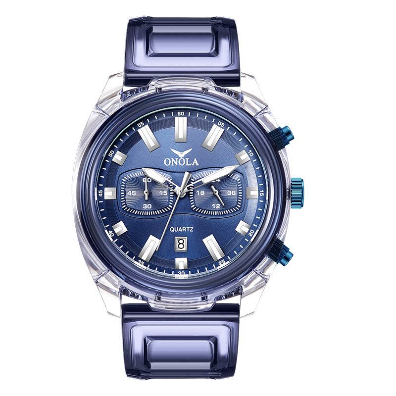 Mode Herreur Transparent Case Dato Display Chronograph Creative Trend Quartz Watch