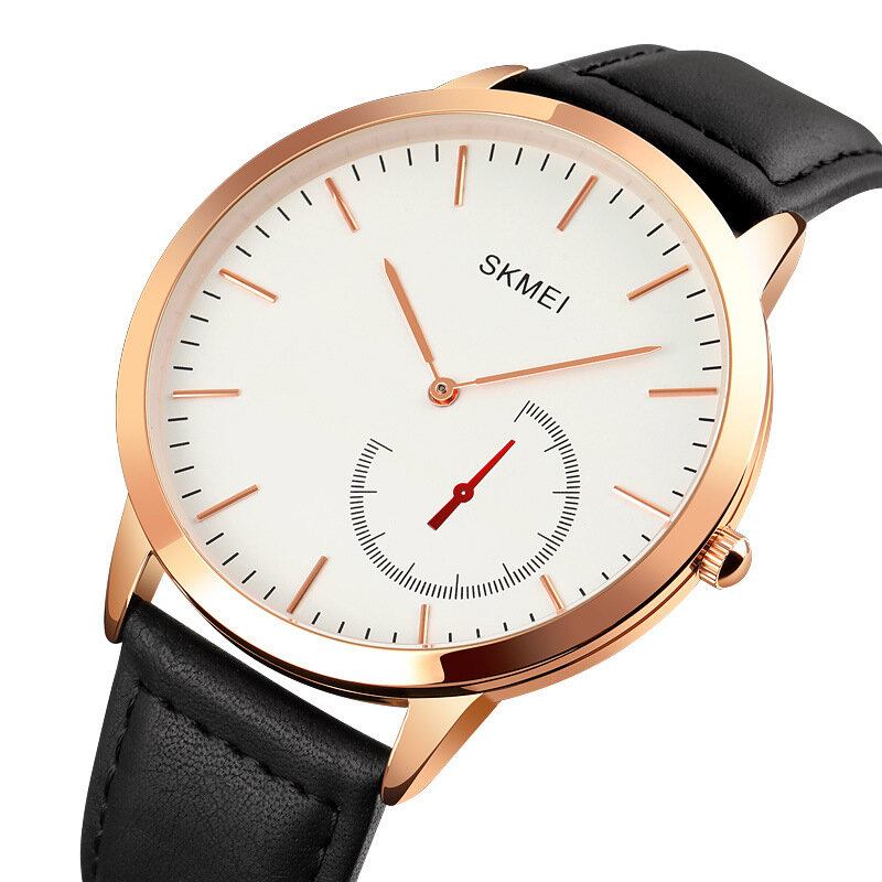 Mode Herreur Vandtæt Læderrem Simple Quartz Watch