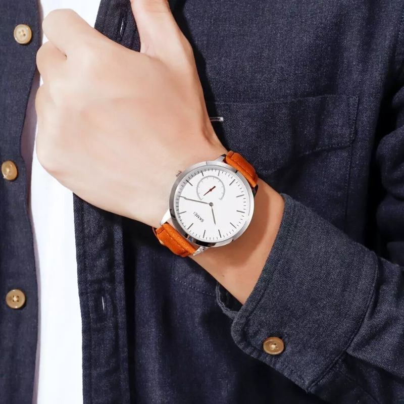 Mode Herreur Vandtæt Læderrem Simple Quartz Watch