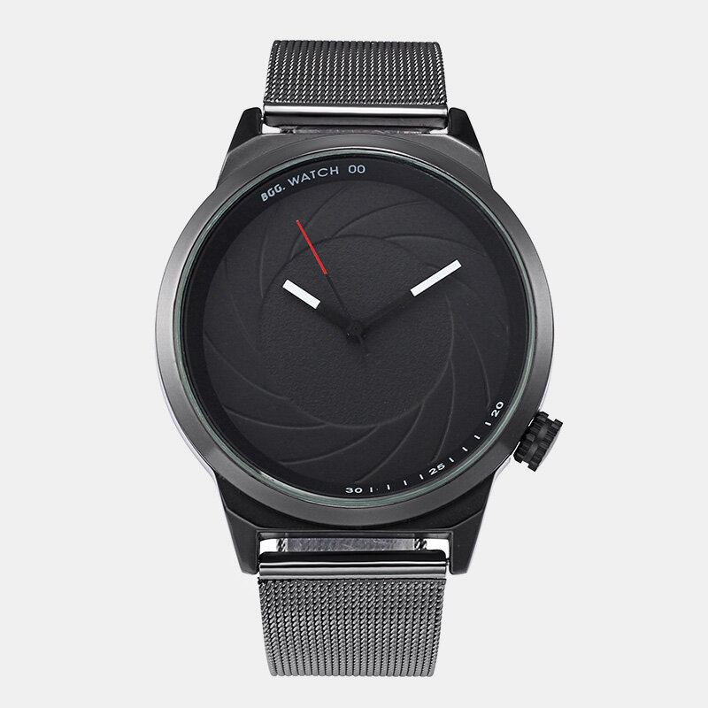 Mode Læder Mesh Rem Creative Dial Herreur Quartz Watch