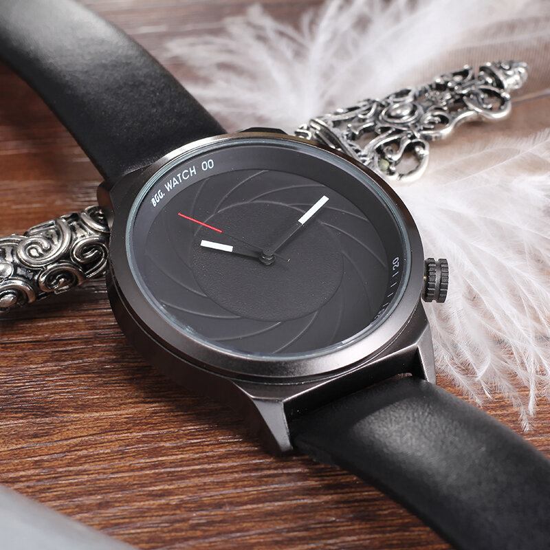 Mode Læder Mesh Rem Creative Dial Herreur Quartz Watch