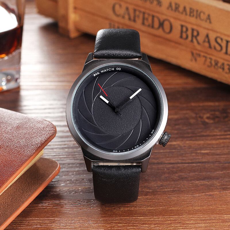 Mode Læder Mesh Rem Creative Dial Herreur Quartz Watch