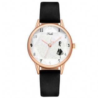 Mode Læderrem Little Girl Mønster Casual Style Kvinder Watch Quartz Watch