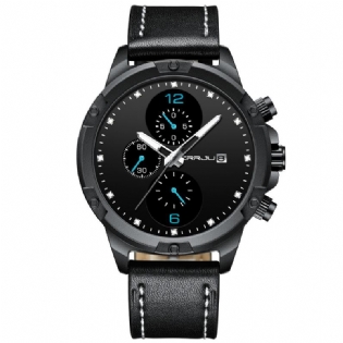 Mode Læderrem Lysende Display Mænd Business Style Kalender Quartz Watch