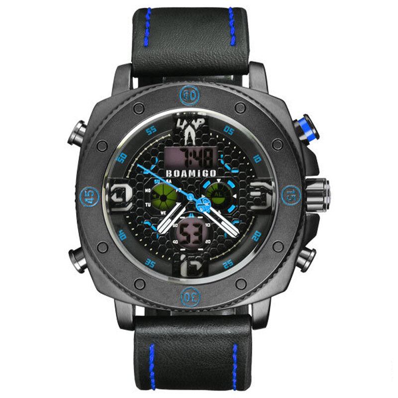 Mode Mænd Digital Watch Creative Dial Luminous Week Display Kronograf Led Dual Display Ur