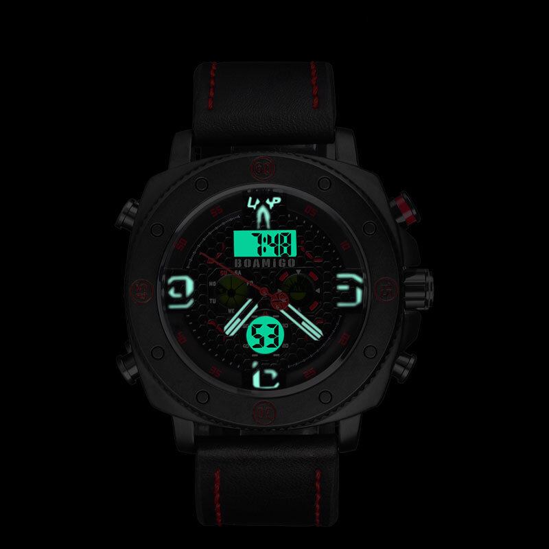 Mode Mænd Digital Watch Creative Dial Luminous Week Display Kronograf Led Dual Display Ur