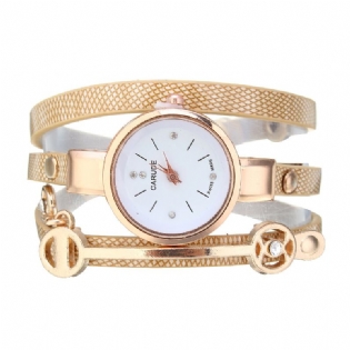 Mode Pu Læderrem Simple Crystal Dial Dame Watch Dame Dress Quartz Watch