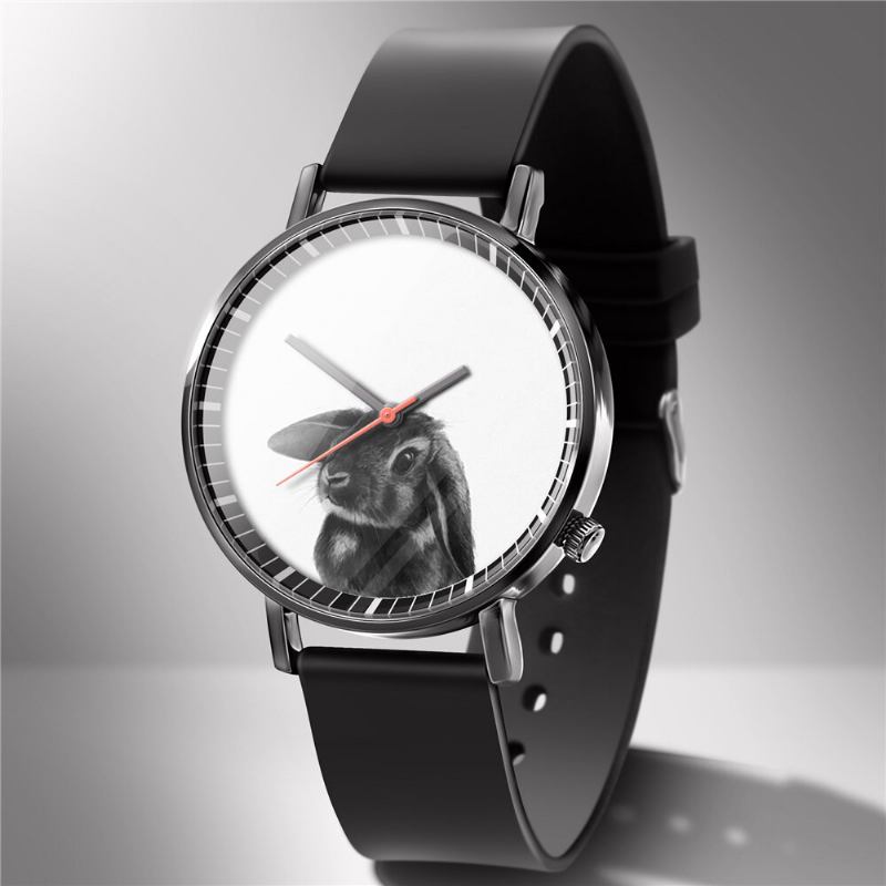 Mode Quartz Watch Animal Print Herre Business Watch Sød Sort-hvid Hunde Katte Mønster Kvinder Quartz Watch