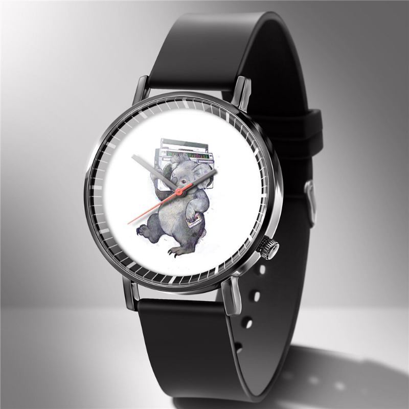 Mode Quartz Watch Animal Print Herre Business Watch Sød Sort-hvid Hunde Katte Mønster Kvinder Quartz Watch