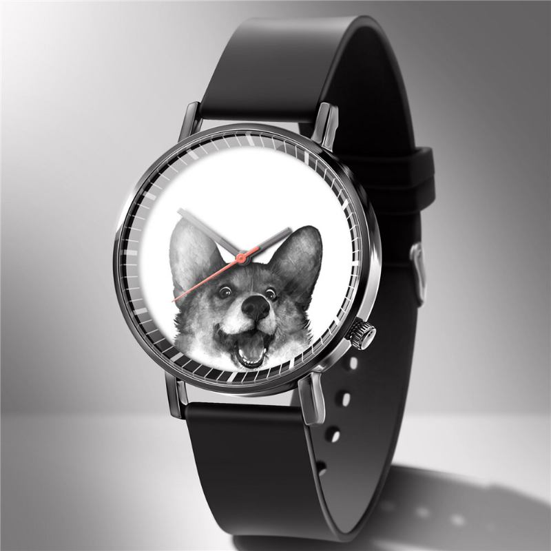 Mode Quartz Watch Animal Print Herre Business Watch Sød Sort-hvid Hunde Katte Mønster Kvinder Quartz Watch