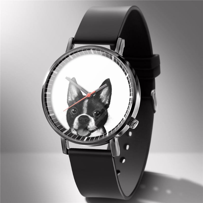 Mode Quartz Watch Animal Print Herre Business Watch Sød Sort-hvid Hunde Katte Mønster Kvinder Quartz Watch