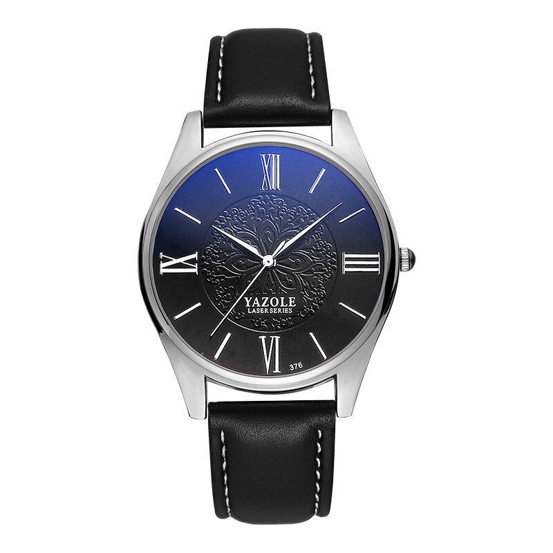 Mode Simple Dial Læderrem Herreur Quartz Watch