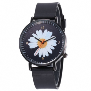 Mode Søde Dameure Stor Trehåndsskive Sort Tredimensionelt Little Daisy Quartz Watch