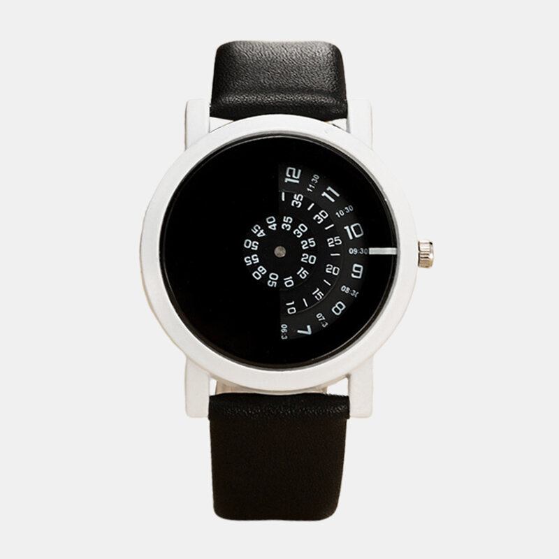 Mode Sport Casual Elegante Damure Rotate Indicator Design Læderbånd Quartz Watch