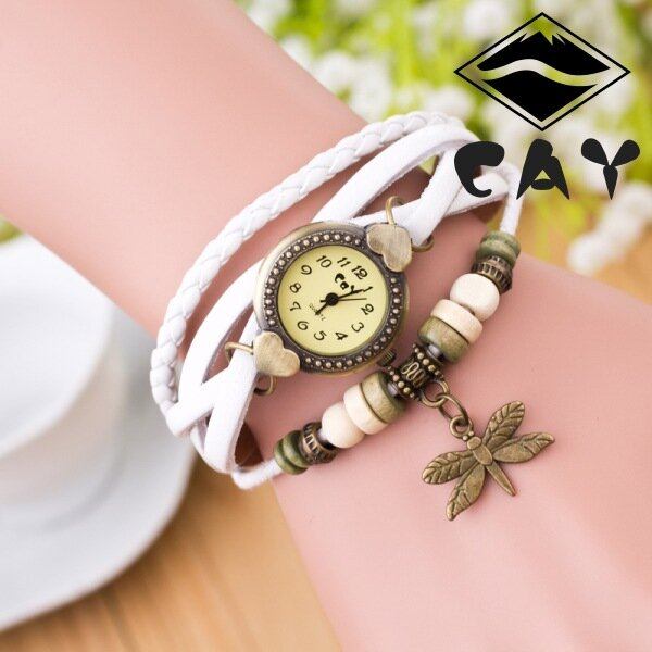 Mode Vintage Multi-layer Dragonfly Pendant Beaded Armbånd Quartz Watch Armbåndsur