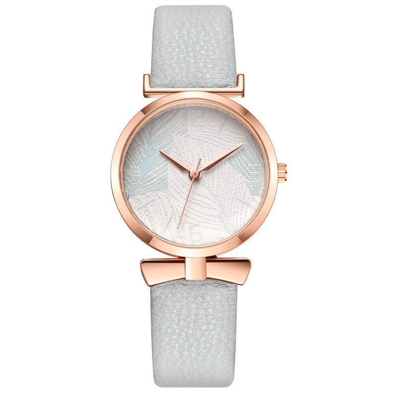 Moderigtigt Sjove Trendy Kvinder Ure Træmønster Urskive Rose Guld Legering Urkasse Læderbånd Quartz Watch