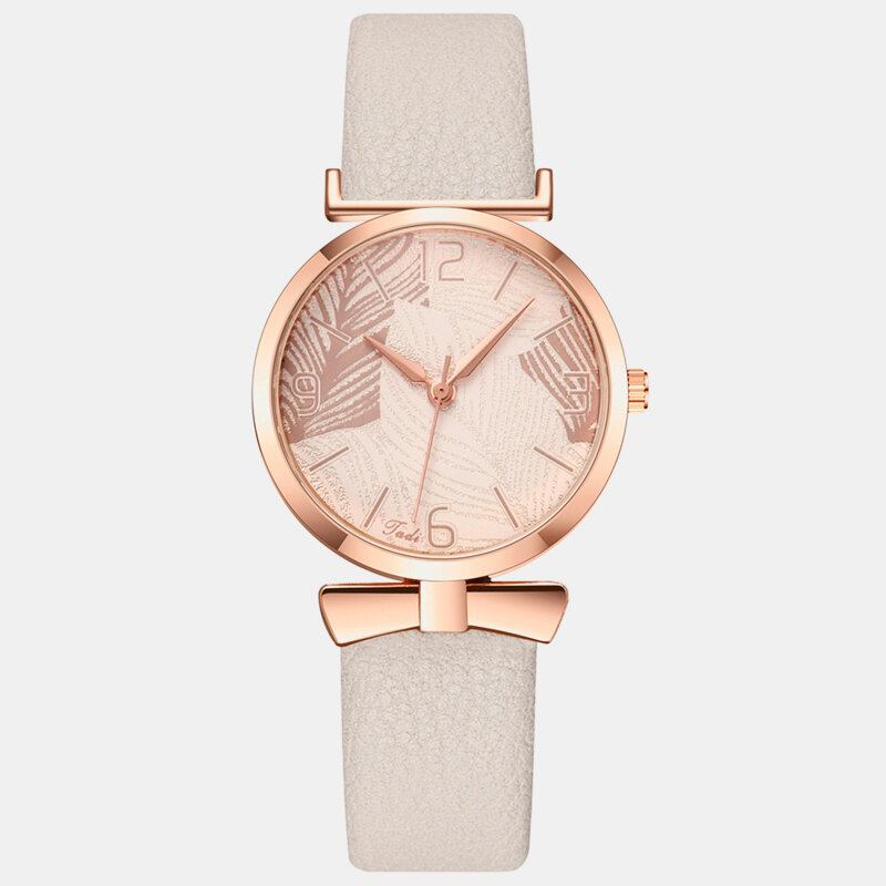 Moderigtigt Sjove Trendy Kvinder Ure Træmønster Urskive Rose Guld Legering Urkasse Læderbånd Quartz Watch