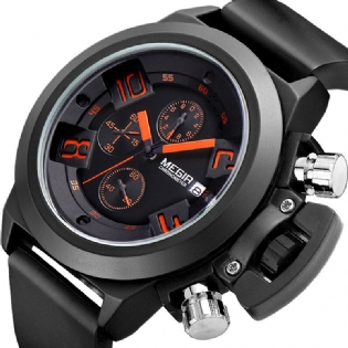 Multifunktion Sports 3d Urskive Med Datokalender Silikonebånd Herre Quartz Watch