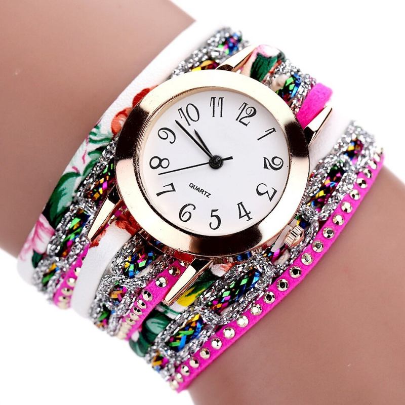 Retro Stil Dame Armbåndsur Rhinestone Quartz Watch