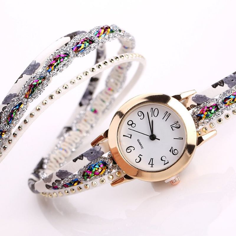 Retro Stil Dame Armbåndsur Rhinestone Quartz Watch