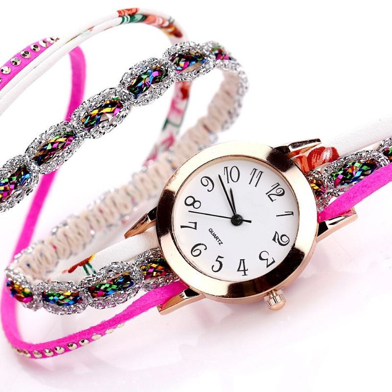 Retro Stil Dame Armbåndsur Rhinestone Quartz Watch