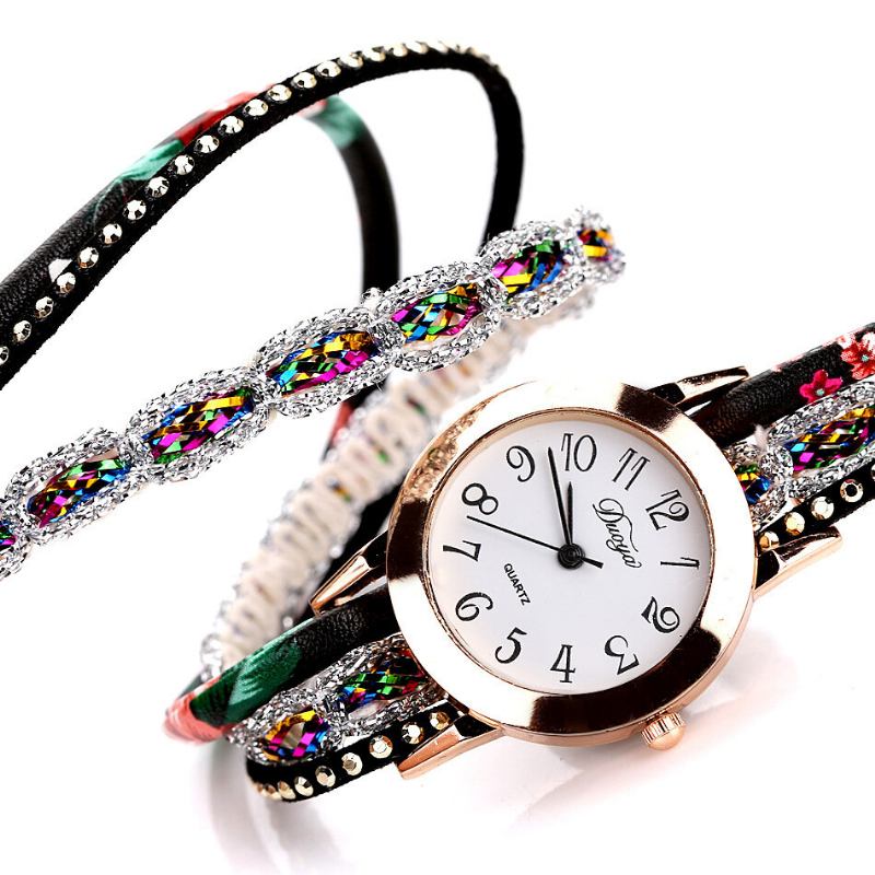 Retro Stil Dame Armbåndsur Rhinestone Quartz Watch