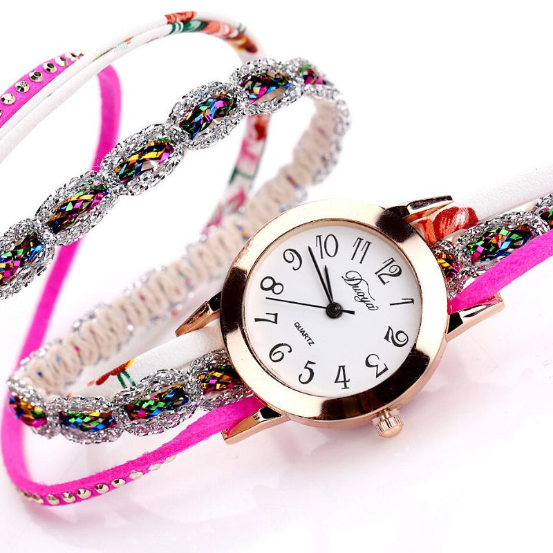 Retro Stil Dame Armbåndsur Rhinestone Quartz Watch