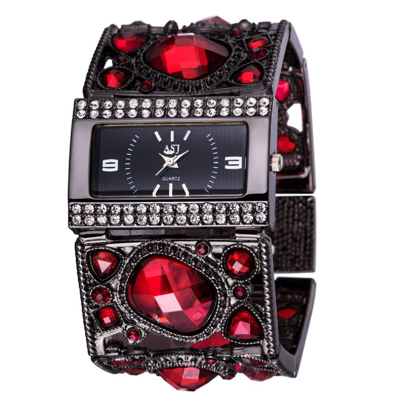 Rretro Fashion Crystal Diamond Suqart Damekjole Dame Watch Quartz Watch