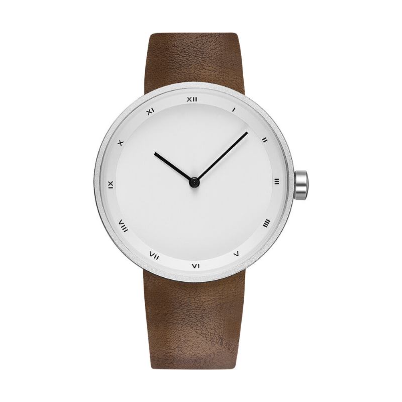 Simple Dial Fashion Style Læderrem Herreur Quartz Watch